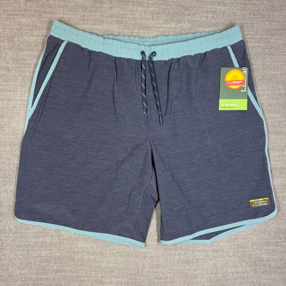 LL Bean All Adventure Swim Shorts Mens XL Carbon Navy 9 Inch Inseam UPF 50 NWT